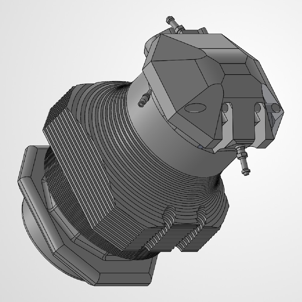 The source part, top-front-right isometric in SOLIDWORKS